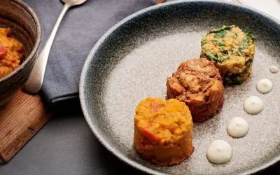 Chicken Masala with Butternut Squash Dal and Saag Aloo