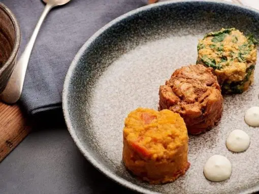 Chicken Masala with Butternut Squash Dal and Saag Aloo
